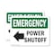 Signmission Power Shutoff (Left Arrow) With Symbol, 24 in W x Rectangle, Plastic OS-2PACK-EM-P-1824-L-10408 - alternate 1
